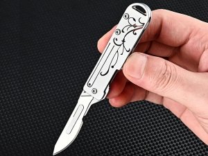 چاقو آنباکسینگ فلزی تاشوی قابل آویز از دسته کلید Stainless Steel Utility Unpacking Knife