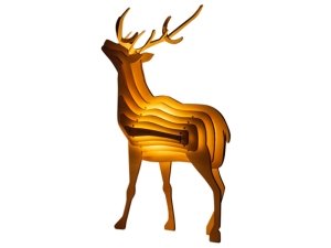 چراغ چوبی رومیزی فانتزی شارژی طرح گوزن Wooden