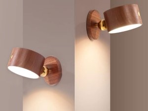 چراغ دیواری چوبی لمسی شارژی با قابلیت چرخش 360 درجه NO-HB013