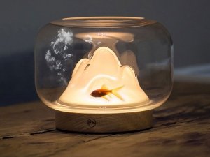چراغ خواب فانتزی و تنگ ماهی رومیزی شارژی Warm Mountain