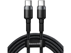 کابل سوپر فست شارژ و انتقال داده تایپ سی به تایپ سی 100 وات 2 متری بیسوس Baseus CATKLF-ALG1 Cafule PD2.0 100W Type-C to Type-C cable 2m