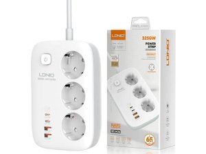 چند راهی برق سه سوکت، دو یو اس بی و دو تایپ سی الدنیو LDNIO SE3436 3 AC Outlets 4 USB Power Strip