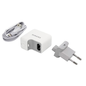 شارژر دیواری فست شارژ یو اس بی مسافرتی 2.1 آمپر روموس همراه با کابل شارژ میکرو یو اس بی 12S