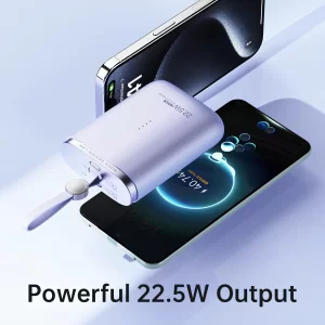 پاور بانک 10000راک RWC-8888 توان 22.5 وات با کابل