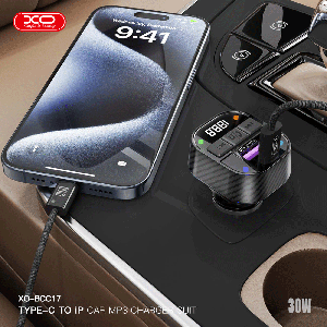 شارژر فندکی فست شارژ ماشین تایپ سی 30 وات و گیرنده بلوتوثی ایکس او BCC17