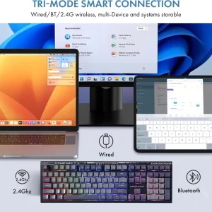 کیبورد گیمینگ بی سیم سه حالته شارژی نورث پلاس PHANTOM K201