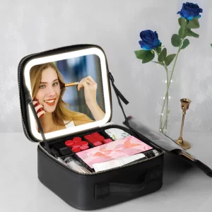 کیف لوازم آرایشی شارژی با آینه چراغ دار لمسی گرین لاین GNMAKEORGBK