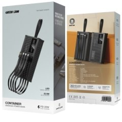 قیمت شارژر همراه 20000 همراه با کابل تایپ سی، لایتنینگ، میکرو و یو اس بی گرین