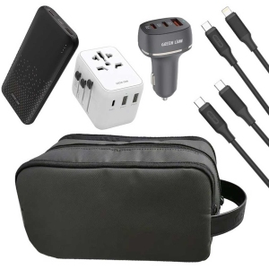 کیف دستی مردانه گرین لاین GNCTRV6N1BAG با شارژر دیواری، کابل شارژ، شارژر فندکی و پاوربانک