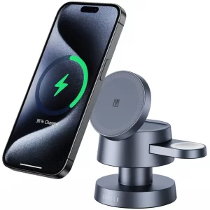 شارژر بی سیم مگنتی، چراغ خواب و پایه نگهدارنده رومیزی گوشی، ایرپاد و اپل واچ لِوِلو LVL-LUCE-GY
