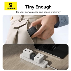 شارژر دیواری 20 وات فست شارژ  Type-C و USB بیسوس با کابل دو سر تایپ سی CCZC20UE