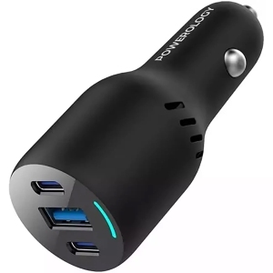 شارژر فندکی فست شارژ ماشین تایپ سی و یو اس بی 85 وات پاورولوژی PCCSR014