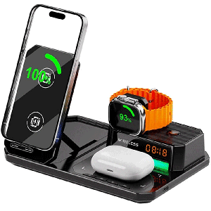 شارژر وایرلس 15 وات و اسپیکر رومیزی C18 با چراغ RGB