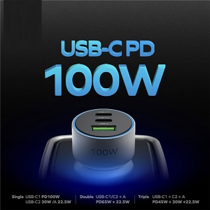 شارژر فندکی فست شارژ ماشین تایپ سی 100 وات مومکس UC17