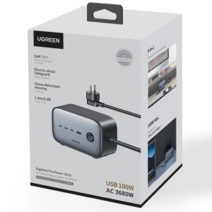 چندراهی برق جهانی دو سوکت 3680 وات، 3 تایپ سی و 1 یو‌اس‌بی یوگرین CD270 60167