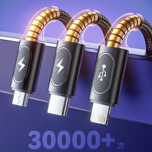 کابل شارژ چندکاره USB به میکرو، تایپ‌ سی و لایتنینگ 3.5 آمپر 1.2 متر راک
