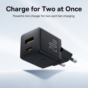 شارژر دیواری تایپ‌سی و USB فست شارژ 20 وات بیسوس P10111608113