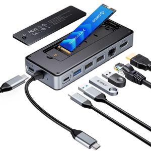 داک تایپ‌سی 8 پورت اوریکو با محفظه SSD و پورت شبکه OM28PR-G2