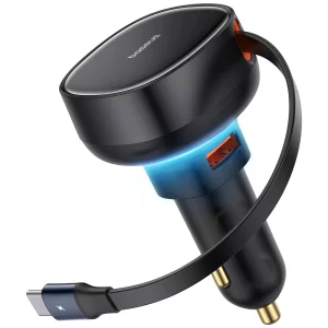 شارژر فندکی فست شارژ ماشین USB و تایپ‌سی 60 وات بیسوس CCTXP-UC C00057800111-00