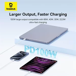 کابل سوپر فست شارژ دو سر تایپ سی 2 متری 100 وات بیسوس CB000064