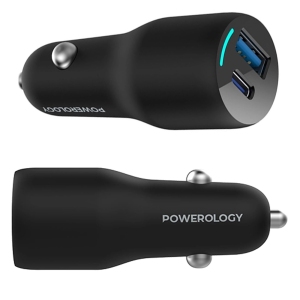 شارژر فندکی فست شارژ ماشین USB و تایپ‌سی 53 وات پاورولوژی PCCSR012
