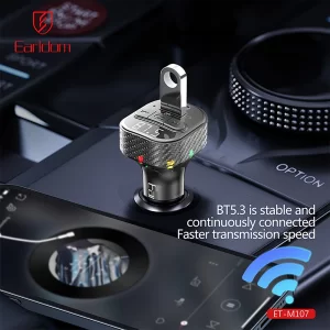 شارژر فندکی فست شارژ ماشین تایپ سی و اف‌ام‌پلیر بلوتوثی ارلدام ET-M107