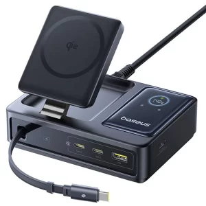 شارژر وایرلس 15 وات و هاب شارژر USB، تایپ‌سی و کابل تایپ‌سی جمع شونده 140 وات بیسوس Baseus CCNMS140 P10170901123-00