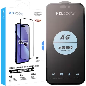 گلس آیفون 17 و آیفون 16 پرو کوزوم KUZOOM ULTRA HD ضدتعریق و بدون جاماندن اثر انگشت