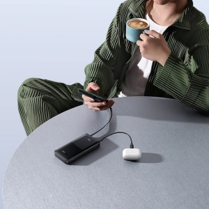 پاوربانک 10000 میلی‌آمپر USB و تایپ‌سی با کابل تایپ‌سی 20 وات بیسوس Baseus PPBD2-1W20 / P10077101113
