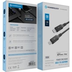 قیمت کابل شارژ تایپ سی به لایتنینگ 60 وات پاورولوژی