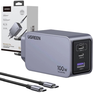شارژر دیواری USB و تایپ‌سی 100 وات یوگرین UGREEN X757 25874 با کابل تایپ‌سی به تایپ‌سی