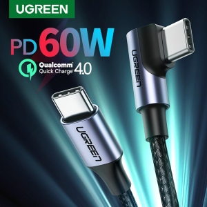 کابل تایپ سی 60 وات 3 آمپر یک متری یوگرین ugreen US255 50123 شارژ سریع و انتقال دیتا