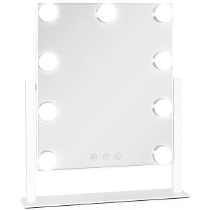 آینه چراغ‌دار آرایشی رومیزی لمسی با 9 چراغ LED