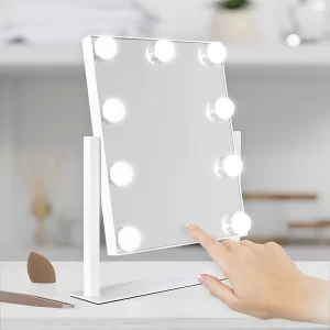 آینه چراغ‌دار آرایشی رومیزی لمسی با 9 چراغ LED