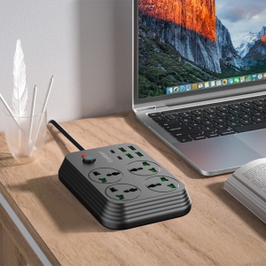 چند راهی برق 3000 وات چهار سوکت، چهار عدد USB و دو عدد تایپ‌سی ارلدام EARLDOM SC25
