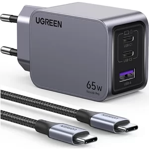 شارژر دیواری USB و تایپ‌سی 65 وات یوگرین Ugreen X755 25871 با کابل تایپ‌سی به تایپ‌سی 5 آمپر