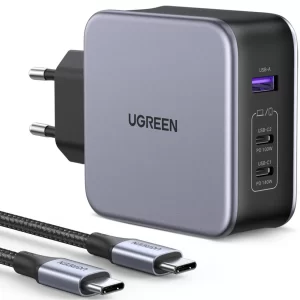 شارژر دیواری یو‌اس‌بی و تایپ‌‌سی فست شارژ 140 وات یوگرین Ugreen CD289 90549 با کابل دوسر تایپ‌سی