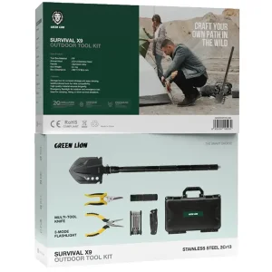 مجموعه ابزار کمپینگ گرین لاین Green Lion اصل مدل GNSRX9TOOLBK