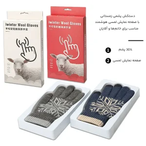 دستکش پشمی زمستانی مدل DZ62 با قابلیت لمس گوشی