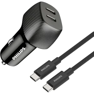 شارژر فندکی فست شارژ فیلیپس Philips مدل DLP5522CC توان 60 وات با کابل