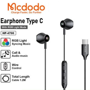 هندزفری سیمی تایپ سی مک دودو MCDODO مدل HP-4700 با نور RGB