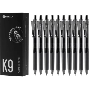 خودکار ژله‌ ای مشکی کاکو KACO مدل K9 نوک 0.5 میلی‌ متری 10 عددی
