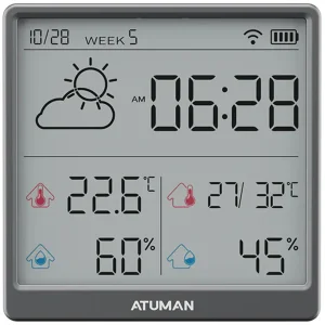 دماسنج و ساعت رومیزی شارژی آتومن ATuMan مدل THSE