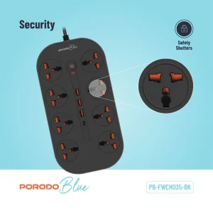 چند راهی برق پورودو Porodo مدل PBFWCH035 با 8 سوکت و 4 پورت