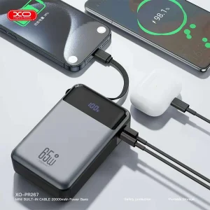 پاور بانک 20000 ایکس او XO مدل PR267 توان 65 وات با کابل تایپ‌س