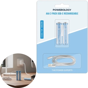 باتری نیم قلمی شارژی پاورولوژی Powerology مدل PWAAA122 بسته 2 عددی