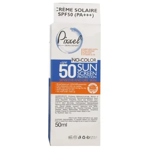 کرم ضد آفتاب بی رنگ پیکسل با 50+SPF مناسب پوست خشک و معمولی