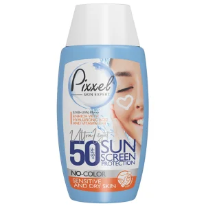 کرم ضد آفتاب بی رنگ پیکسل با 50+SPF مناسب پوست خشک و معمولی