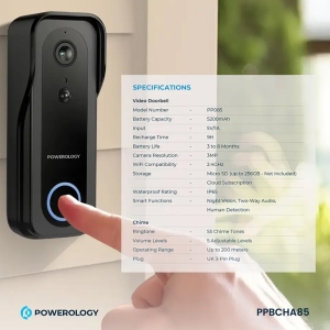 زنگ درب تصویری هوشمند پاورولوژی Powerology مدل PPBCHA85 ضدآب