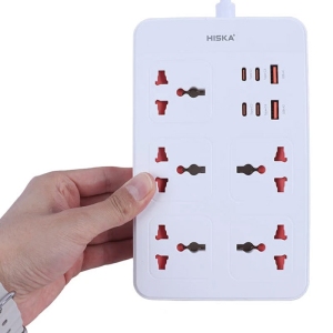 چند راهی برق هیسکا HISKA مدل CH-5521 با 5 سوکت و 6 پورت